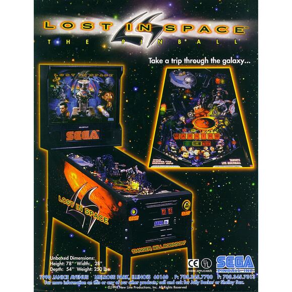 Lost In Space Pinball FLYER 1998 Original NOS Space Age Sci-Fi Art Matt LeBlanc - Picture 1 of 2